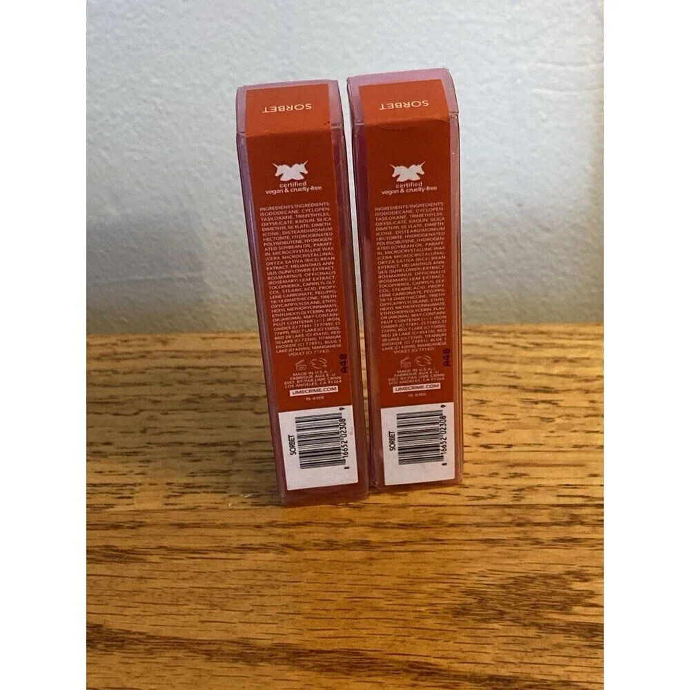 2X Lime Crime Plushies Sorbet Soft Focus Lip Veil Liquid Lipstick 0.11